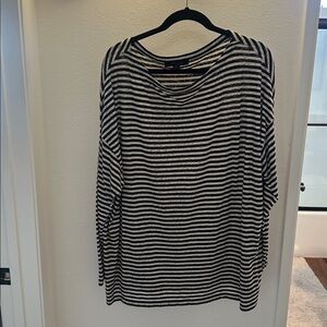 All saints Black and White Striped Top